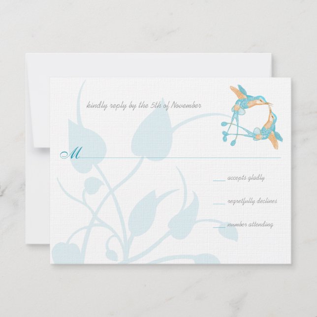 Rustic Romantic Hummingbird Kiss Kärlek BirdWeddin OSA Kort (Framsida)