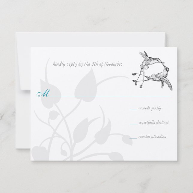 Rustic Romantic Hummingbird Kiss Kärlek BirdWeddin OSA Kort (Framsida)