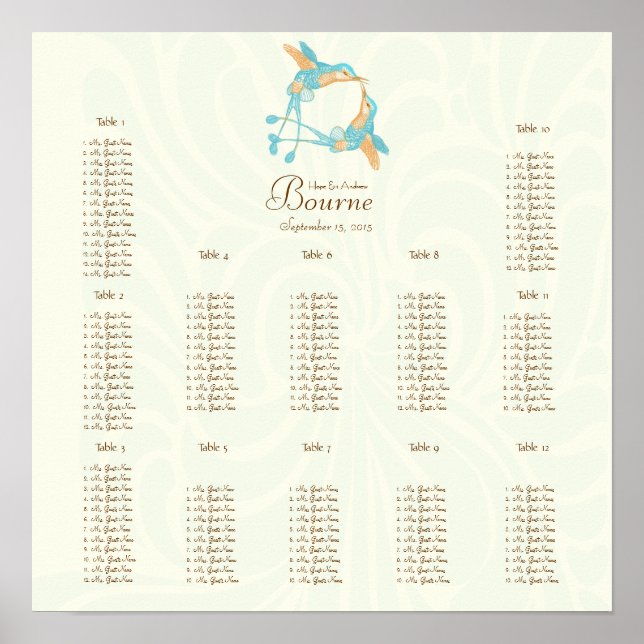 Rustic Romantic Hummingbird Kiss Kärlek BirdWeddin Poster (Framsidan)