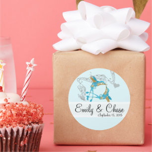Rustic Romantic Hummingbird Kiss Kärlek BirdWeddin Runt Klistermärke
