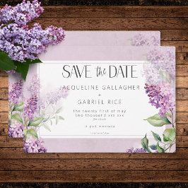 Rustic Romantic Lila & Sage Lilacs Bröllop Spara Datumet