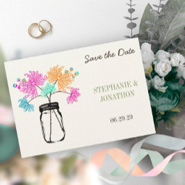 Rustic Romantic Mason Burk Vild Flower Bröllop Inv Inbjudningar