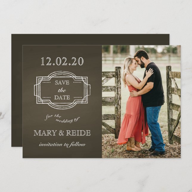 Rustic Romantic Photo Save Date Spara Datumet (Fram/baksida)