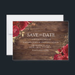 Rustic Romantic Röd ros Guld Blommigt Bröllop Spara Datumet<br><div class="desc">Rustic Romantic Röd ros Guld Blommigt Bröllop spara datum eller Ändra datum Se matchningsinbjudan och samling</div>