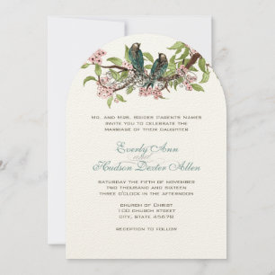 Rustic Romantic Teal Love Bird Rosa Teal Bröllop Inbjudningar