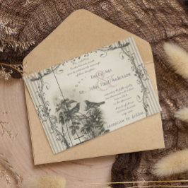 Rustic Romantic Vintage Birdcage Love Bird Bröllop Inbjudningar