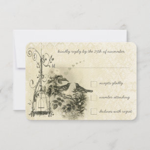 Rustic Romantic Vintage Birdcage Lovebird OSA Kort