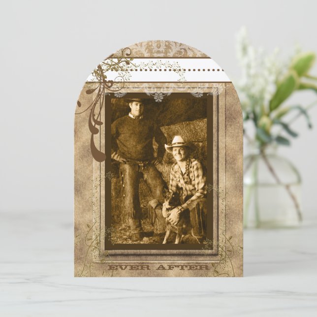 Rustic Romantic Vintage chandelier ditt foto Inbjudningar (Stående Fram)