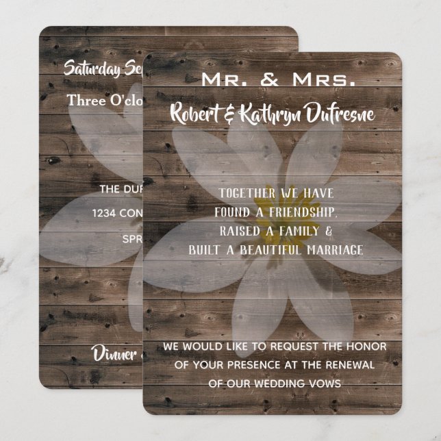 Rustic & Romantic Vow Renewal-inbjudan Inbjudningar (Fram/baksida)