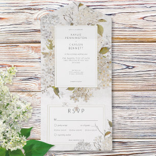 Rustic Romantic White Lilacs på vit middag