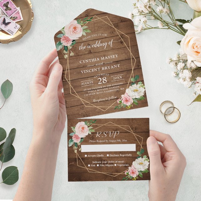 Rustic Romantik  Blommigt Geometric Bröllop (Skapare uppladdad)