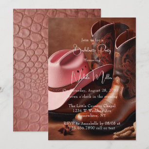 Rustic Romantik: Boots & Hat Bachelorette Party Inbjudningar
