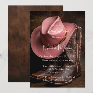 Rustic Romantik: Boots & Hat Weddin Par Shower Inbjudningar
