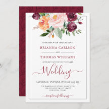 Rustic Romantik Burgundy och Rosa Blommigt Bröllop