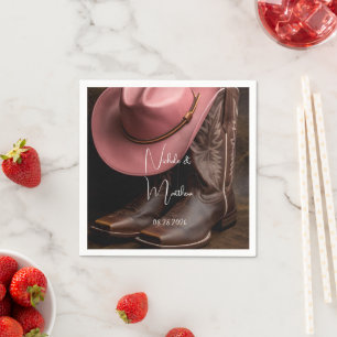 Rustic Romantik: Cowboy Boots & Ro Hat Bröllop Pappersservett
