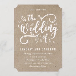 Rustic Romantik | Faux Kraft Papper bröllopsinbjud Inbjudningar