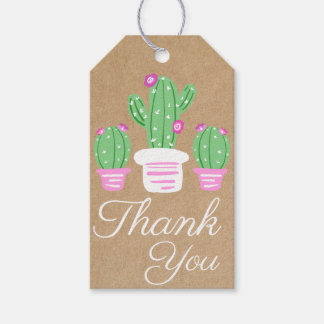 Rustic Rosa Blommar Cactus Tack Presentetikett