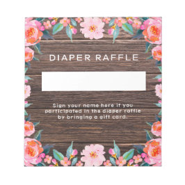 Rustic Rosa Blommigt Diaper Raffle Anteckningsblock