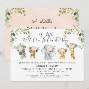 Rustic Rosa Blommigt Safari Baby Shower-inbjudan Inbjudningar