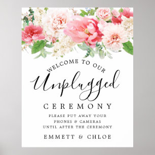 Rustic Rosa Blommigt Unplugged Bröllop Ceremony Si Poster