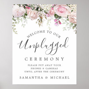 Rustic Rosa Blommigt Unplugged Bröllop Ceremony Si Poster