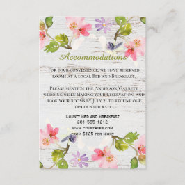 Rustic Rosa Blommigtar på vita trädbeläggningar Tilläggskort