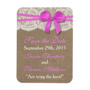 Rustic Rosa Bow Bröllop Collection Magnet