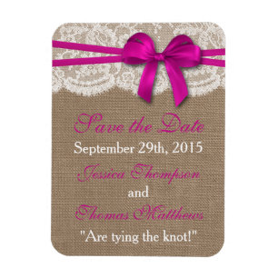 Rustic Rosa Bow Bröllop Collection Magnet
