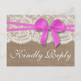 Rustic Rosa Bow Bröllop Collection OSA Inbjudan Vykort
