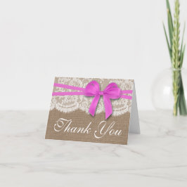 Rustic Rosa Bow Bröllop Collection Tack Kort