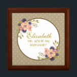 Rustic Rosa Bridesmaid Frieri box Minnesask<br><div class="desc">Rustik,  modern,  elegant,  vattenfärgsfärgad blommigt rosa och guld Bridesmaid frieri box.</div>