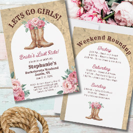 Rustic Rosa Cowgirl Destination Bachelorette Party Inbjudningar