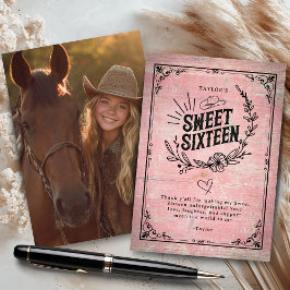 Rustic Rosa Cowgirl Sweet sixteen with Photo Tack Kort