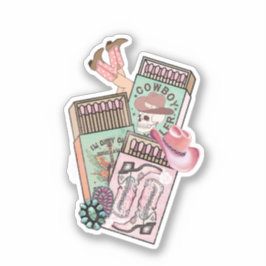 Rustic Rosa Cowgirl Vinyl Sticker Klistermärken