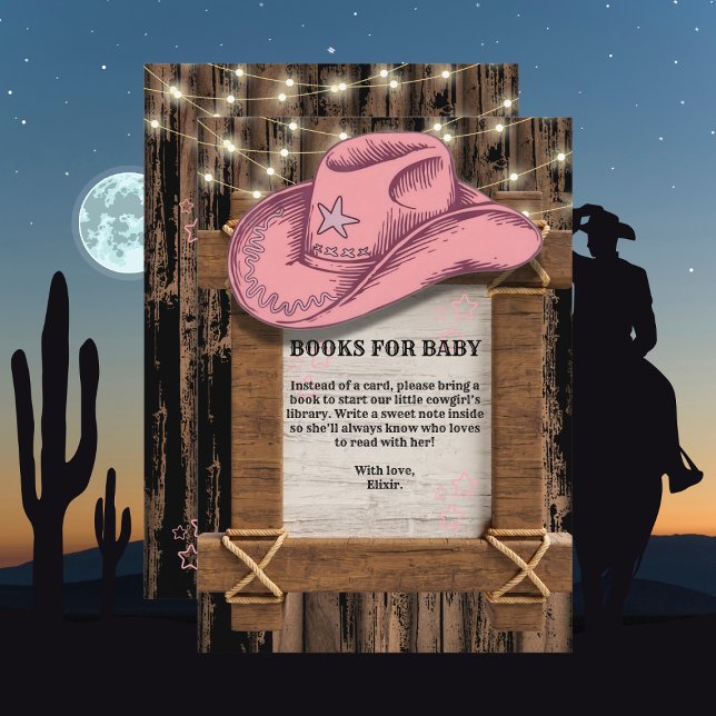 Rustic Rosa Cowgirlhatt Baby Shower  Tilläggskort (Skapare uppladdad)