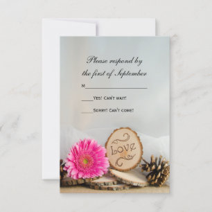 Rustic Rosa Daisy Woodland Bröllop OSA Response Kort