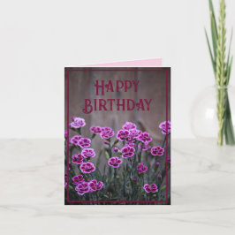 Rustic Rosa Dianthus Flowers Birthday Kort