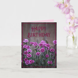 Rustic Rosa Dianthus Flowers Birthday Kort