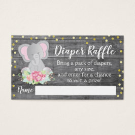 Rustic Rosa Elephant Baby Shower Diaper Raffle Visitkort