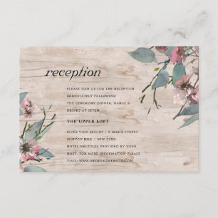 Rustic Rosa Eucalyptus Blommigt Wedding Reception Tilläggskort