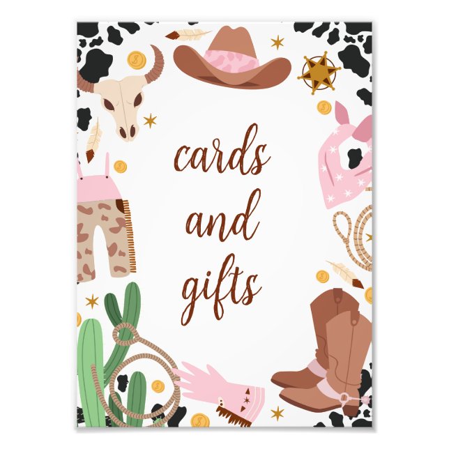 Rustic Rosa First Rodeo Birthday Menu-tecken Fototryck (Framsidan)