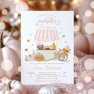Rustic Rosa Girl Girl Pumpkin Baby Shower Inbjudningar
