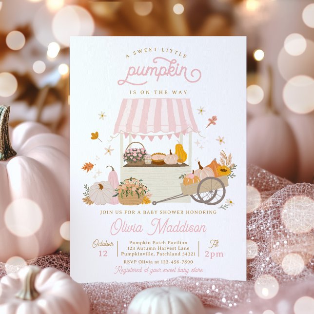 Rustic Rosa Girl Girl Pumpkin Baby Shower Inbjudningar (Skapare uppladdad)