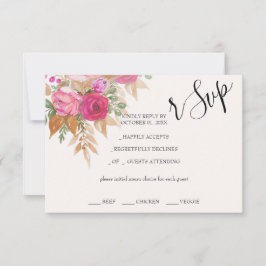 Rustic Rosa Pampas Watercolor Hand-målat OSA Kort