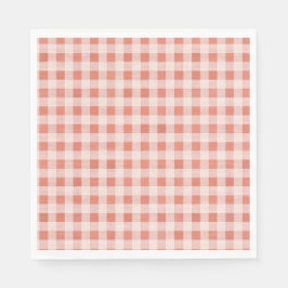 Rustic Rosa Peach Gingham Mönster Pappra Napkins Pappersservett