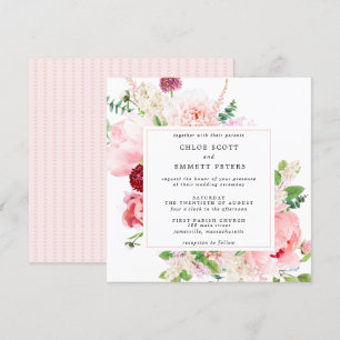 Rustic Rosa Peony Blommigt Bröllop Inbjudningar