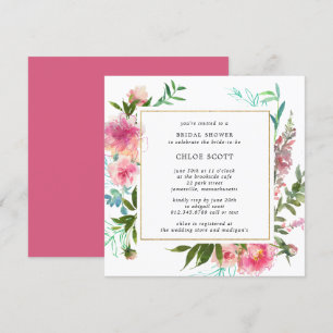 Rustic Rosa Peony Blommigt Möhippa Inbjudningar