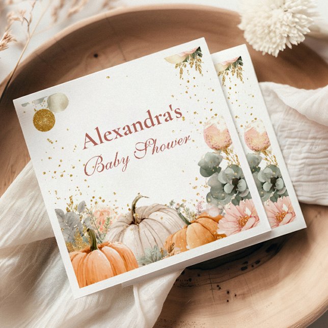 Rustic Rosa Pumpkin Baby Shower Pappersservett (Skapare uppladdad)
