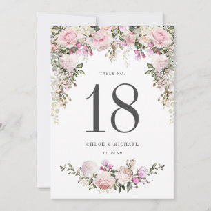 Rustic Rosa ros Blommigt Bröllop Bord Kort
