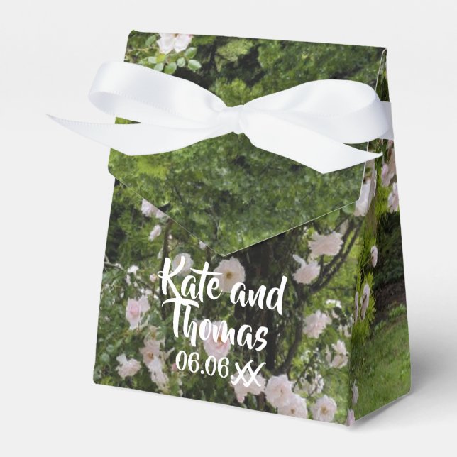 Rustic Rosa ros Blommigt-bröllopsruta Presentaskar (Framsidan Sidan)